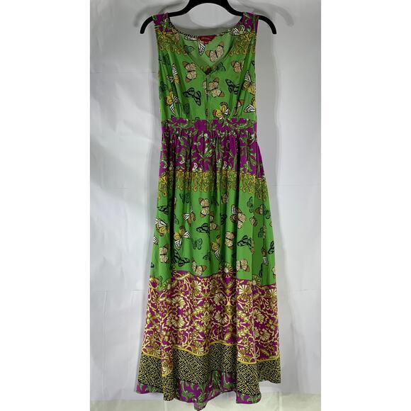 CHANGES By TOGETHER Women's Green Butterfly Mixed Print V-Neck Maxi Dress SZ 6 - Picture 1 of 9